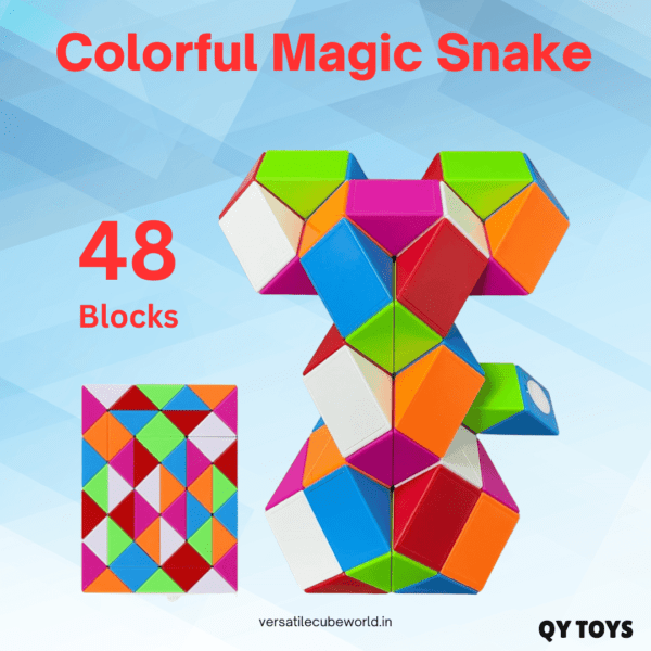 iYi Colorful Magic Snake Cube Twist Puzzle Toy – 3D Bending and Twisting Modeling Puzzle, 48 Wedges, Develops Imagination & Dexterity for Kids 3+, Fun Shape Creation (Ball, Dog, Snake, Duck, Stair)
