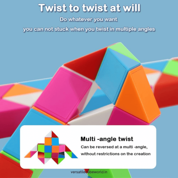 iYi Colorful Magic Snake Cube Twist Puzzle Toy – 3D Bending and Twisting Modeling Puzzle, 48 Wedges, Develops Imagination & Dexterity for Kids 3+, Fun Shape Creation (Ball, Dog, Snake, Duck, Stair)